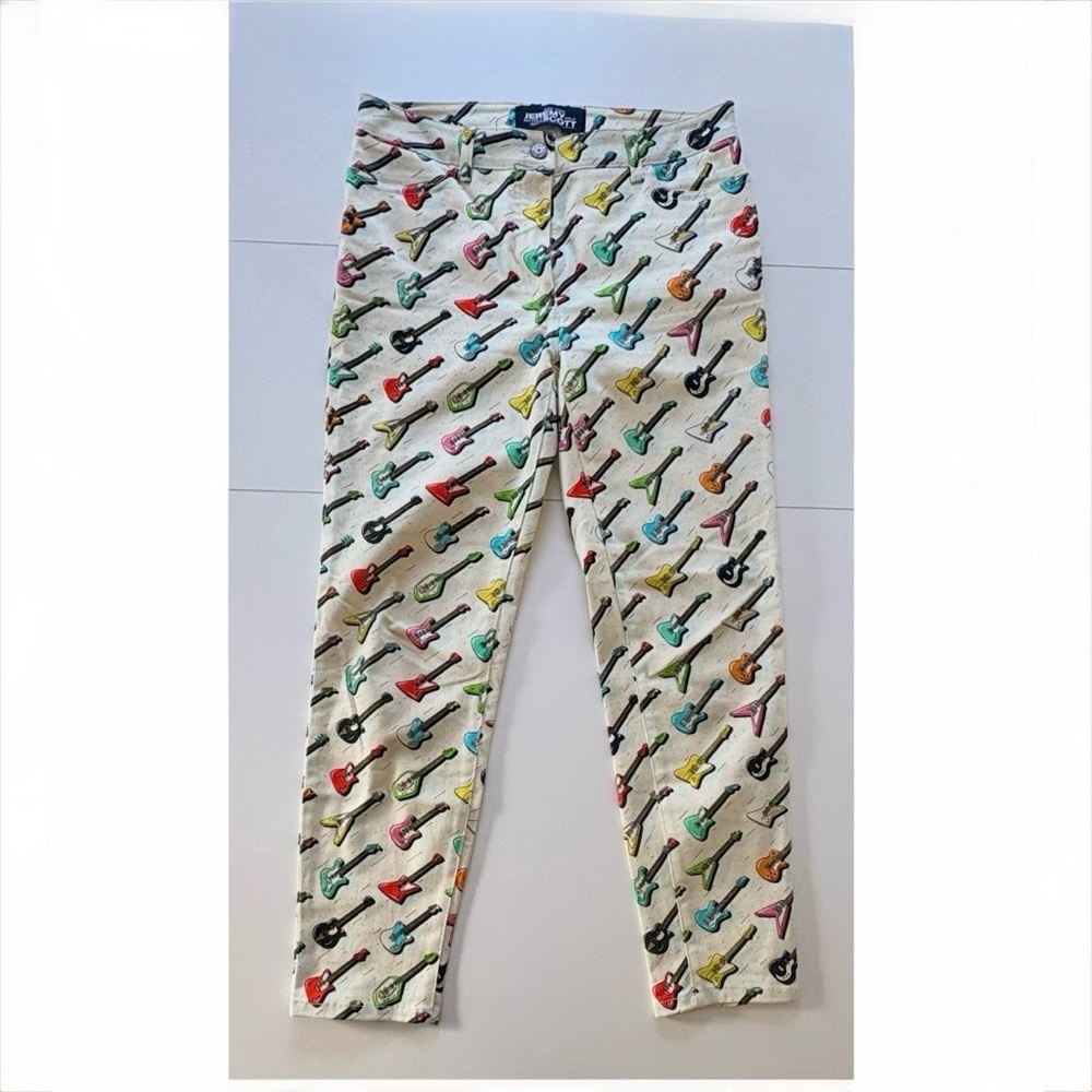 Jeremy Scott Low-rise Multicolor Guitar Print Pants Rare an in great condition!